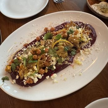 The Covington - Smoked Cauliflower - smoked beet puree, curry spice, feta, chickpeas - New American Near Me - Edgartown, Massachusetts The Covington - Smoked Cauliflower - smoked beet puree, curry spice, feta, chickpeas - New American Near Me - Edgartown, Massachusetts