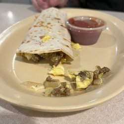 Bird's Egg Cafe - Breakfast taco with sausage, onions, eggs and cheese