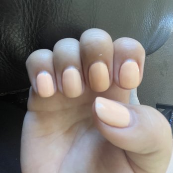 Pinks Nail Spa - gel manicure in peach nail polish (about a week after service) Still looking good though! - Nail Salons Near Me - Los Angeles, California Pinks Nail Spa - gel manicure in peach nail polish (about a week after service) Still looking good though! - Nail Salons Near Me - Los Angeles, California