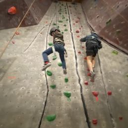 My family enjoying some time at the rock wall My family enjoying some time at the rock wall