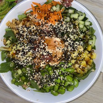 Sproutz - Brickell - Poke Bowl with 1/2 Salmon and 1/2 Tuna - Juice Bars & Smoothies Near Me - Miami, Florida Sproutz - Brickell - Poke Bowl with 1/2 Salmon and 1/2 Tuna - Juice Bars & Smoothies Near Me - Miami, Florida
