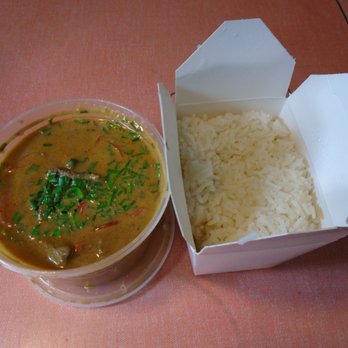 Thai 1 On Kitchen - Beef Basil Box with sticky rice on the side. - Food Trucks Near Me Thai 1 On Kitchen - Beef Basil Box with sticky rice on the side. - Food Trucks Near Me