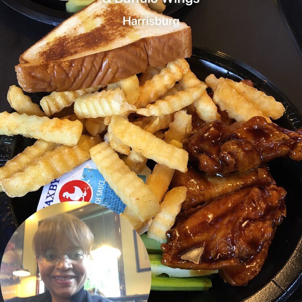 My husband's teriyaki wings and French fries. Yum. My husband's teriyaki wings and French fries. Yum.