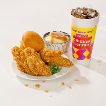 Hartz Chicken Buffet - a plate of fried chicken and a cup of coffee - Southern Near Me - Baytown, Texas