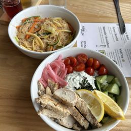 Pancit (top) and Mediterranean bowl (bottom) Pancit (top) and Mediterranean bowl (bottom)