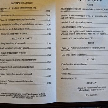 Summit Tacos - The menu to Summit Tacos - Mexican Near Me - Longmont, Colorado Summit Tacos - The menu to Summit Tacos - Mexican Near Me - Longmont, Colorado
