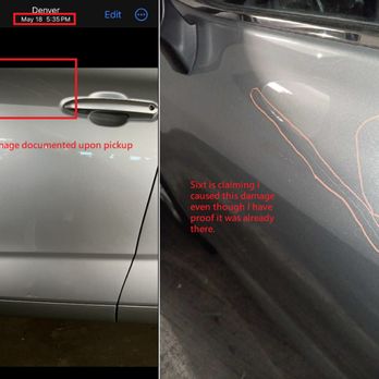 Sixt Rent A Car - My photo on the left shows the damage was already there. - Car Rental Near Me - Denver, Colorado Sixt Rent A Car - My photo on the left shows the damage was already there. - Car Rental Near Me - Denver, Colorado
