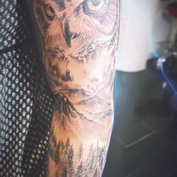 Calaveras Tattoo Studio - Owl with landscape