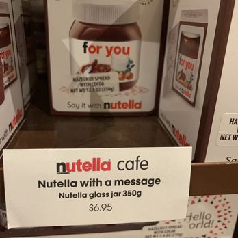 Nutella Cafe - Nutella glass jar that you can personalize - Desserts Near Me - Chicago, Illinois Nutella Cafe - Nutella glass jar that you can personalize - Desserts Near Me - Chicago, Illinois
