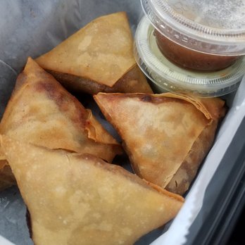 Malai Kitchen - Samosas with ginger sauce and cilantro yogurt sauce. SO GOOD - Thai Near Me - Fort Worth, Texas