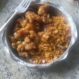 Sesame chicken with pork fried rice Sesame chicken with pork fried rice