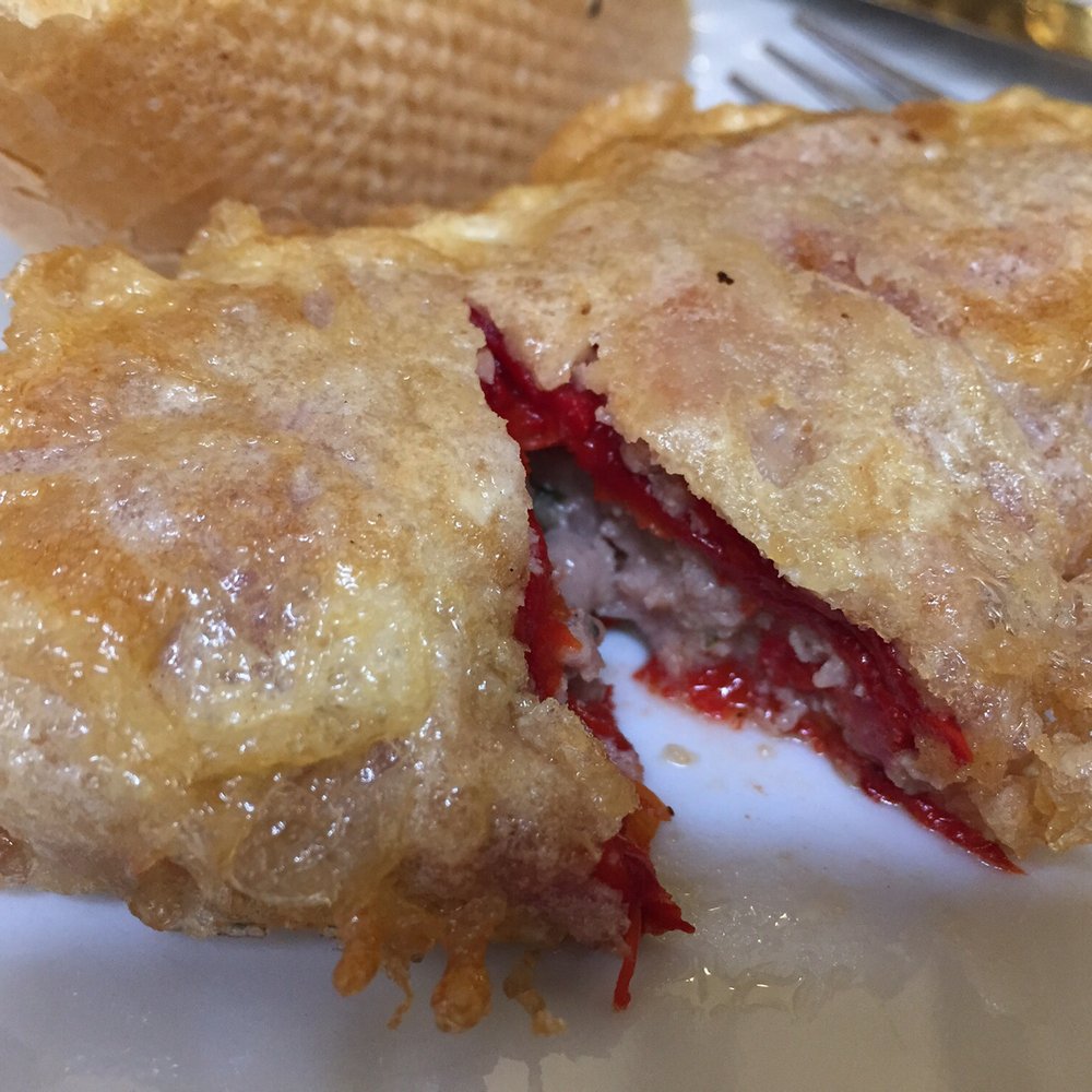 Los Berones - Battered Red pepper stuffed with spicy ground meat "pimiento relleno de carne picante" - Diners Near Me - Haro, LO Los Berones - Battered Red pepper stuffed with spicy ground meat "pimiento relleno de carne picante" - Diners Near Me - Haro, LO