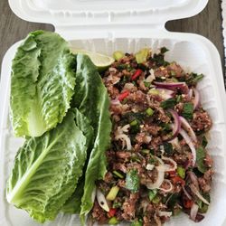 Time Pho Boba - 500/5 Hands down favorite go-to for beef raw larb. You can get it bitter/ spicy- also comes with a big package of sticky purle rice.