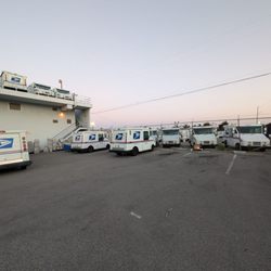 United States Post Office - Mail truck parking lot is divided into two halves
