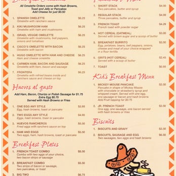 Cisco's Mexican Restaurant - menu (from website) - Mexican Near Me - Houston, Texas