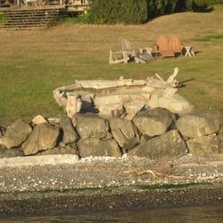 Rock bulkhead and custom stone seating