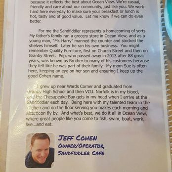 Sandfiddler Cafe - Dear diners.... - Breakfast & Brunch Near Me - Norfolk, Virginia