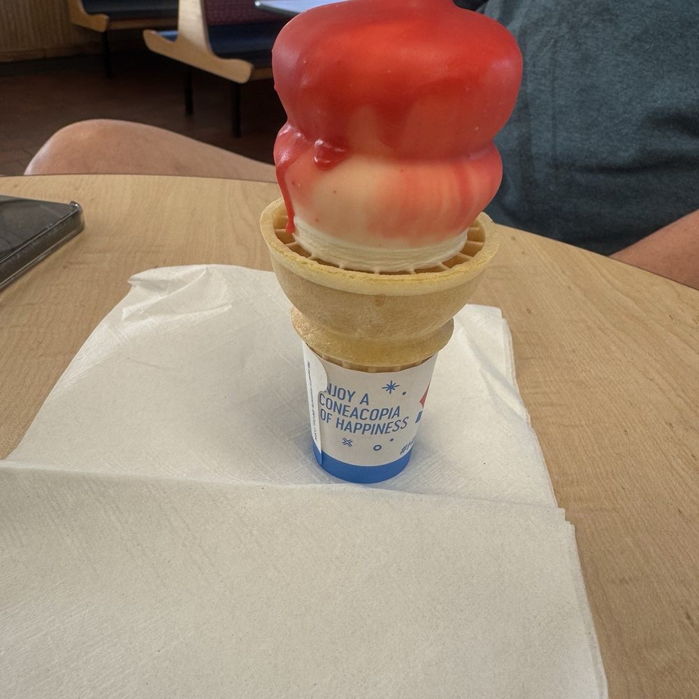 Dairy Queen - Lame cherry dipped cone 6.6.25 - Fast Food Near Me - Navasota, Texas