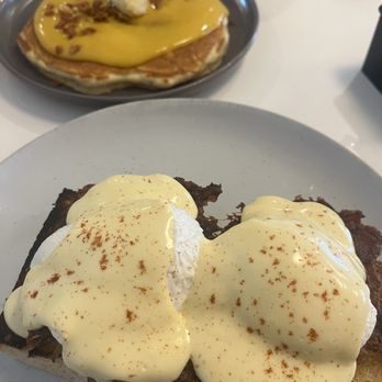 Break + Feast - Lilikoi pancake and shredded pork eggs benedict - Breakfast & Brunch Near Me - Koloa, Hawaii Break + Feast - Lilikoi pancake and shredded pork eggs benedict - Breakfast & Brunch Near Me - Koloa, Hawaii