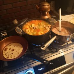 Lowe's Home Improvement - Cooking on my new stove. Love all the features and so many settings. Still getting familiar with it.