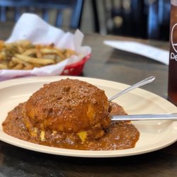 Ron's Hamburgers & Chili - Cheeseburger with chili and Spanish fries