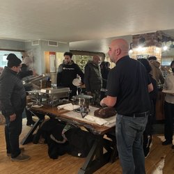 Alabama Hotel - Joe is cutting prime ribs and sharing to everyone.