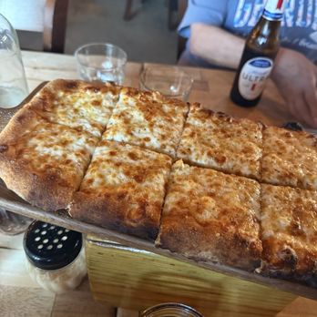 Wood & Fire - Garlic and Cheese Flatbread - Pizza Near Me - Delray Beach, Florida Wood & Fire - Garlic and Cheese Flatbread - Pizza Near Me - Delray Beach, Florida