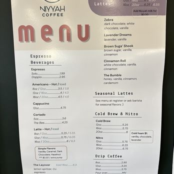 Niyyah Coffee - Menu - Coffee & Tea Near Me - Fishers, Indiana Niyyah Coffee - Menu - Coffee & Tea Near Me - Fishers, Indiana
