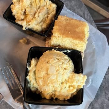 Burnt Church Distillery - Braised Pulled Chicken with potato salad and cheddar cheese grits - Distilleries Near Me - Bluffton, South Carolina