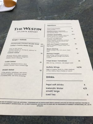 Menu photo 1 Martini's at the Westin Atlanta, GA
