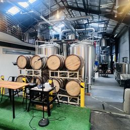 You can see the brew works displayed behind the small stage You can see the brew works displayed behind the small stage