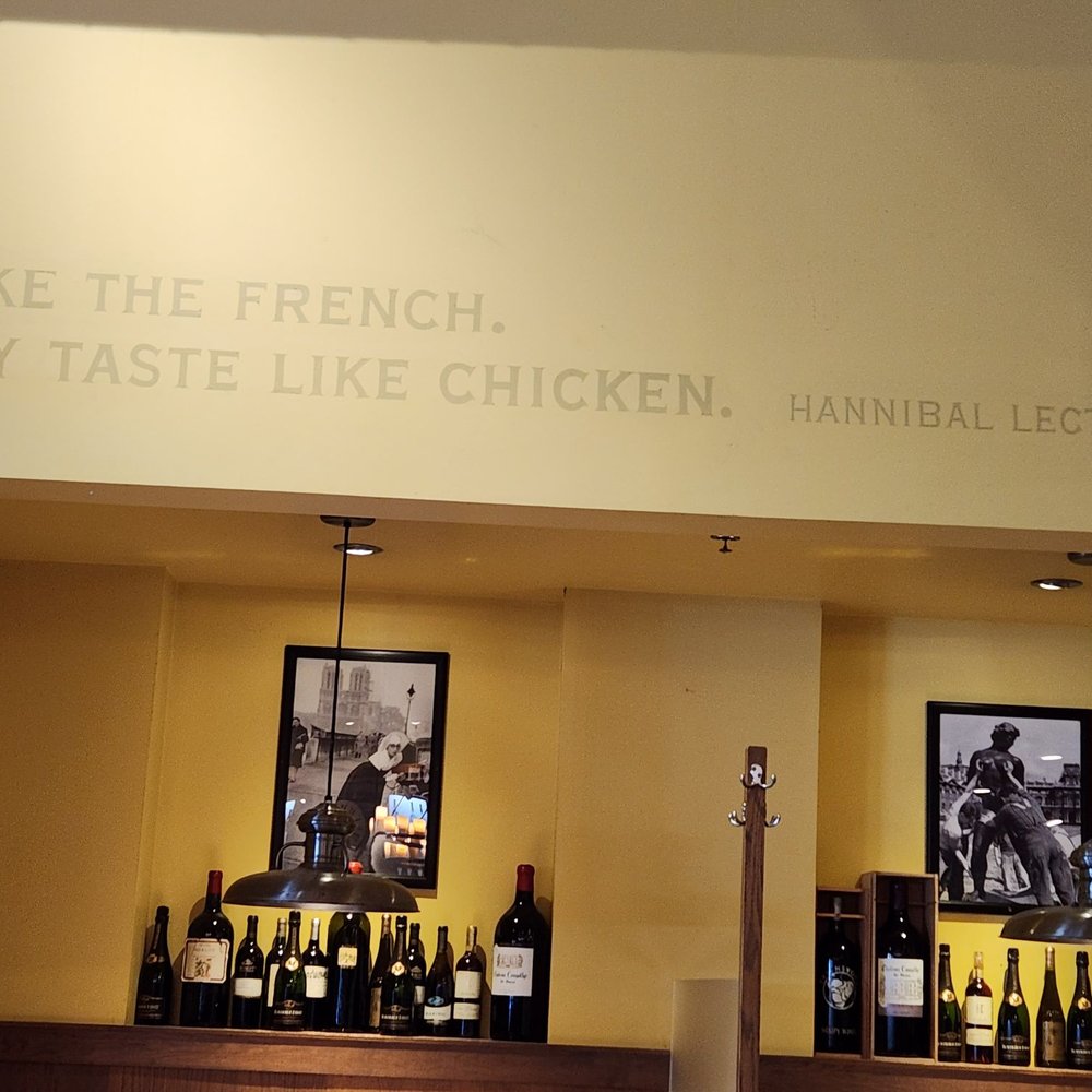 Salut - "I like the French. They taste like chicken." Hannibal Lecter. Written on the wall of Salut. - French Near Me - Edina, Minnesota Salut - "I like the French. They taste like chicken." Hannibal Lecter. Written on the wall of Salut. - French Near Me - Edina, Minnesota
