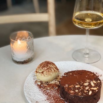 Krasi - Halva ice cream, chocolate cake - Mediterranean Near Me - Boston, Massachusetts Krasi - Halva ice cream, chocolate cake - Mediterranean Near Me - Boston, Massachusetts