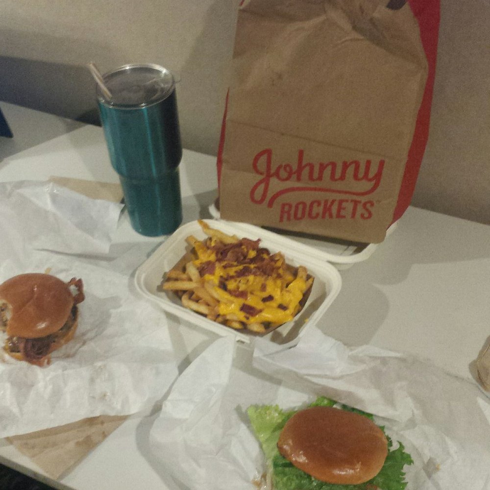 Johnny Rockets - Our to go order back our room bacon cheeseburger and the smokehouse plus cheese bacon fries. Delish! - Diners Near Me - Reno, Nevada Johnny Rockets - Our to go order back our room bacon cheeseburger and the smokehouse plus cheese bacon fries. Delish! - Diners Near Me - Reno, Nevada
