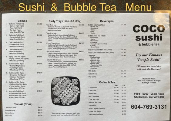Menu photo 1 CoCo Sushi & Café Chilliwack, BC Menu photo 1 CoCo Sushi & Café Chilliwack, BC