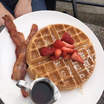 Baker's Crust - Belgian waffle with a side of bacon - Bakeries Near Me - Norfolk, Virginia Baker's Crust - Belgian waffle with a side of bacon - Bakeries Near Me - Norfolk, Virginia