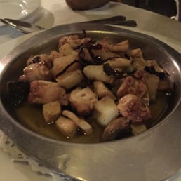 Seafood in ajillo sauce - I opted out of shrimp due to allergy - so so Seafood in ajillo sauce - I opted out of shrimp due to allergy - so so