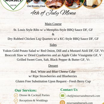 Mixers and Morsels - 4th of July Cookout Special Menu - Caterers Near Me - Denver, Colorado Mixers and Morsels - 4th of July Cookout Special Menu - Caterers Near Me - Denver, Colorado