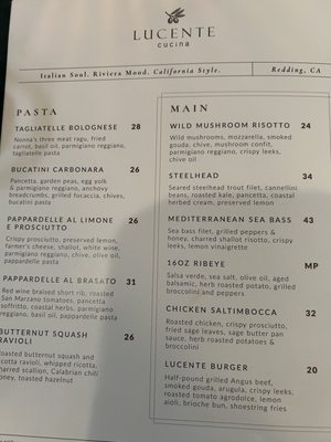 Menu photo 1 Lucente Cucina Redding, CA Menu photo 1 Lucente Cucina Redding, CA