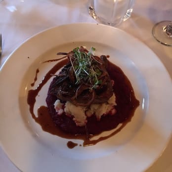 Copper Horse Steakhouse - The striploin medium rare with mashed potatoes and purée beats - Steakhouses Near Me - Golden, British Columbia
