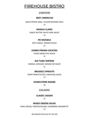 Menu photo 3 Firehouse Bistro Woodside, CA