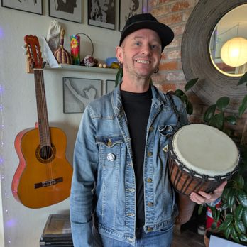 DRUMMM Rhythmic Events - Me with my drum getting ready for a circle! - Musical Instruments & Teachers Near Me
