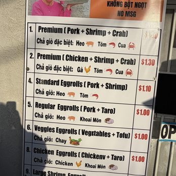 Kim Hong Eggrolls - Menu - Vietnamese Near Me - Westminster, California