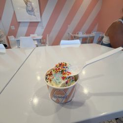 3 scoop birthday cake with rainbow sprinkles