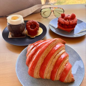 Cafe Ninda - This was the strawberry croissant Raspberry Pistachio Tart coconut with mango filling - Bakeries Near Me - Tomball, Texas Cafe Ninda - This was the strawberry croissant Raspberry Pistachio Tart coconut with mango filling - Bakeries Near Me - Tomball, Texas