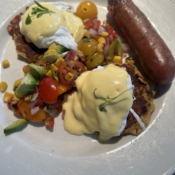 Caroline - Corn cakes with chicken sausage added - Bakeries Near Me - Austin, Texas Caroline - Corn cakes with chicken sausage added - Bakeries Near Me - Austin, Texas