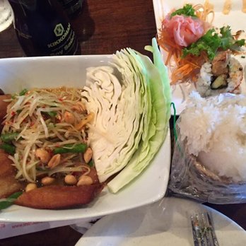 SriThai  Thai Kitchen & Sushi Bar - Duluth - The amazing green papaya salad. If you like spicy, make sure to ask for Thai style because this was realllly spicy! - Japanese Near Me - Duluth, Georgia