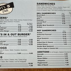 Bart's Deli - Lunch menu