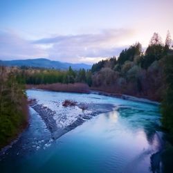Olympic Discovery Trail - Beautiful Elwha River just after sunset - view from the Elwha Channel River Bridge along the trail (Jan 2025)