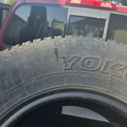 Photo depicts a roughly 1 inch stab mark to my otherwise fine tire that made clear I was going to keep for my spare